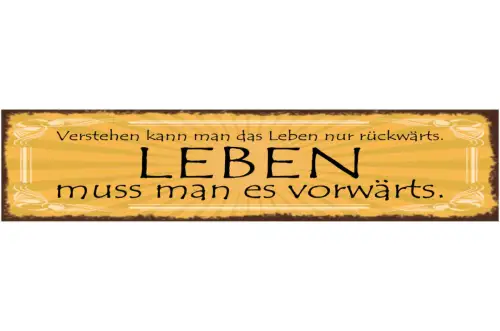 Schild Verstehen Kann Man Das Leben Nur Rückwärts Leben Muss Man Es Vorwärts