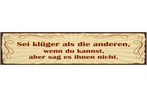 Schild Sei Klüger Als Die Anderen Wenn Du Kannst Aber Sag Es Ihnen Nicht 46 x 10