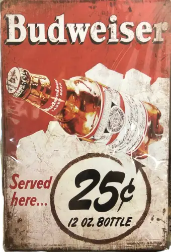 Nostalgie Vintage Retro Blechschild "Budweiser" 30x20    900203