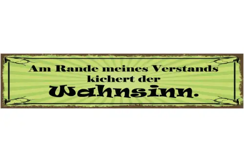 Schild Am Rande Meines Verstands Kichert Der Wahnsinn 46 x 10 Blech od. Holz