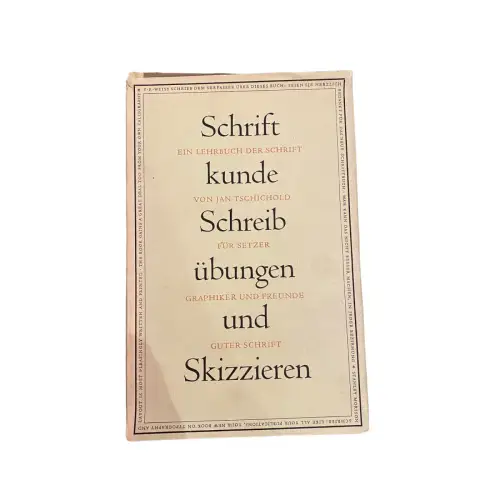 4163 Jan Tschichold SCHRIFTKUNDE, SCHREIBÜBUNGEN UND SKIZZIEREN HC +Abb