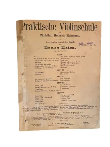 2210 Hohmann PRAKTISCHE VIOLINSCHULE NEUE GÄNZLICH UMGEARBEITETE AUSGABE