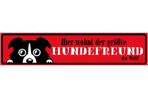 Schild hunde freund hund haus tier liebe wohnung welt 46 x 10 blech od. holz