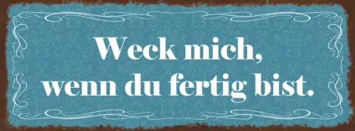 Schild Weck Mich Wenn Du Fertig Bist Aufwecken Schlafen 27x10 Blech od.Holz