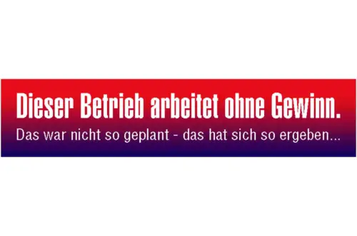 Schild Betrieb Ohne Gewinn Firma Arbeit Selbstständig  46 x 10 Blech od. Holz