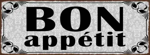 Schild Bon Appétit Guten Appetit Mahlzeit Essen Restaurant 27x10 Blech od.Holz