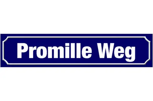 Schild promille weg alkohol bier lokal ort straße platz 46 x 10 blech od. holz