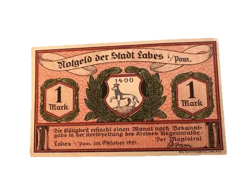 Notgeld der Stadt Labes Pommern 1921