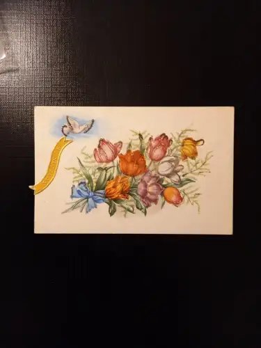 Blumenstrauß Mit Taube Prägekarte 400470 Gr