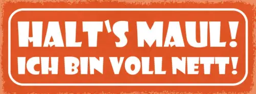 Schild halt's maul ich bin voll nett klappe halten ruhe 27x10 blech od.holz