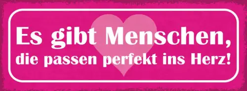 Schild es gibt menschen die passen perfekt ins herz liebe 27x10 blech od.holz