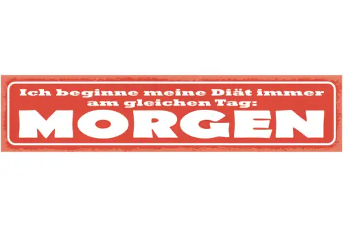 Schild Ich Beginne Meine Diät Immer Am Selben Tag Morgen 46 x 10 Blech od. Holz