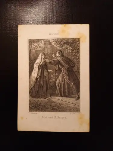 Wieland Sixt Und Klärchen 16.5 x 11.5 Stahlstich AA075