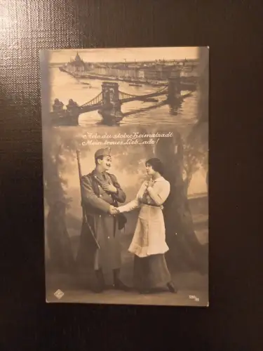 Soldat Mit Frau Ade du stolze Heimatstadt Patriotika KuK 400256 Gr