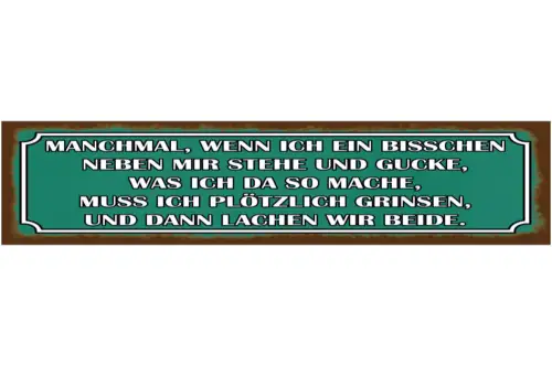 Schild Neben Mir Stehe Grinsen Lachen Paar Beziehung Liebe 46 x 10 Blech od.Holz