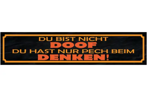 Schild Du Bist Nicht Doof Nur Pech Beim Denken Dumm Blöd 46 x 10 Blech od. Holz
