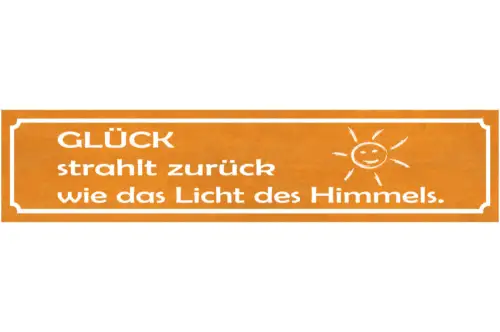 Schild Glück Strahlt Licht Himmel Sonne Zufrieden Leben 46 x 10 Blech od. Holz