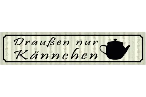 Schild Draußen Kännchen Kanne Kaffee Tee Café Trinken 46 x 10 Blech od. Holz