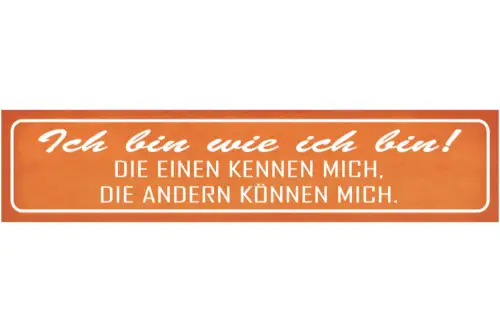 Schild Bin Wie Ich Bin Kennen Bekannte Können Mich Egal 46 x 10 Blech od.Holz