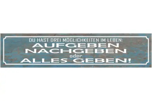 Schild Möglichkeiten Leben Aufgeben Nachgeben Alles Geben 46 x 10 Blech od.Holz