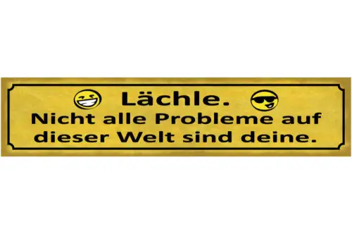Schild Lächle Nicht Alle Probleme dieser Welt sind Deine 46 x 10 Blech od. Holz