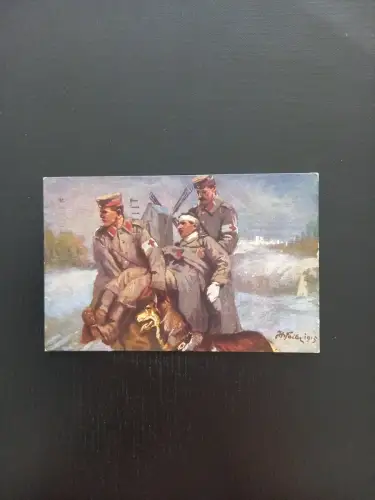 Verletzter Soldat Mit Hund Gr