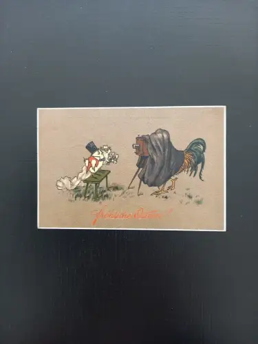Fröhliche Ostern Kücken Und Hahn Gr