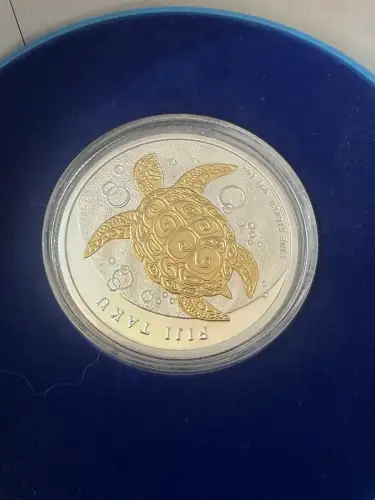 2010 Fiji Taku 2 Dollars 1 oz Silver Silbermünze Turtle Box