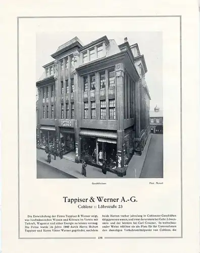 Coblenz Tappiser & Werner AG Koblenz alte Werbung Textilien 1926 dekorativ