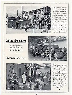 Hasserode Wernigerode Harz Fa. Gothe & Kreutzner  Werbung 1926 Marmeladenfabrik