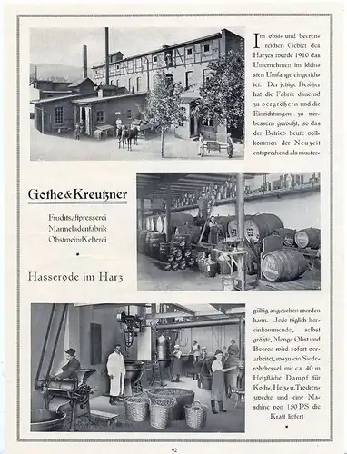 Hasserode Wernigerode Harz Fa. Gothe & Kreutzner  Werbung 1926 Marmeladenfabrik