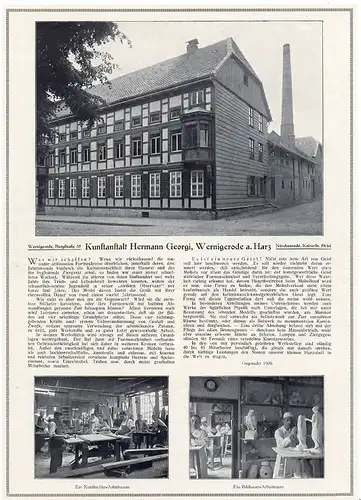 Wernigerode Kunstanstalt Hermann Georgi alte Werbung 1926 dekorativ