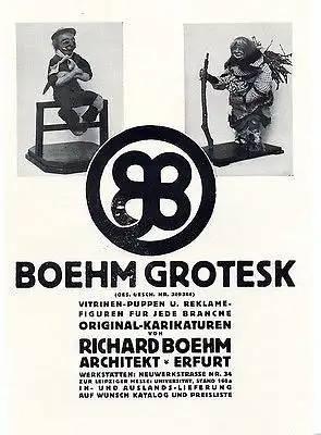 Erfurt Richard Boehm Grotesk alte Werbung 1926 Reklame-Figuren dekorativ