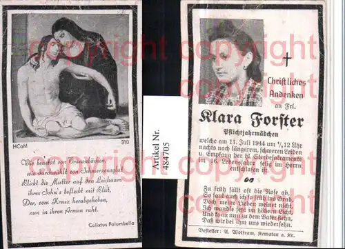 Andachtsbild Sterbebild Klara Forster Kematen an d. Krems