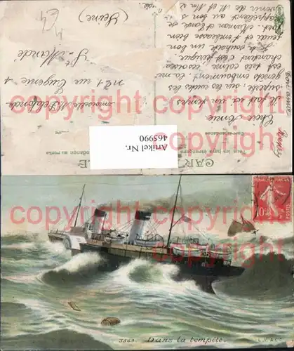 Hochseeschiff Schiff Dampfer Segelboot Dans la tempete Stürmische See