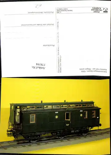 Bahnpostwagen Bayern 1894 Railway mail van Wagon poste Eisenbahn Post Pos