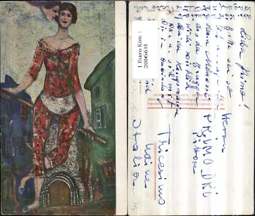 Künstler AK Marc Chagall L'Acrobate Frau m. Kette Stock