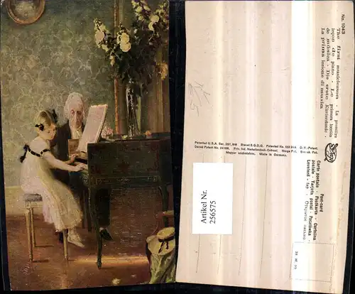 Degi AK 1043 Künstlerkarte Die erste Klavierstunde Mädchen m. Kleid b. Kl