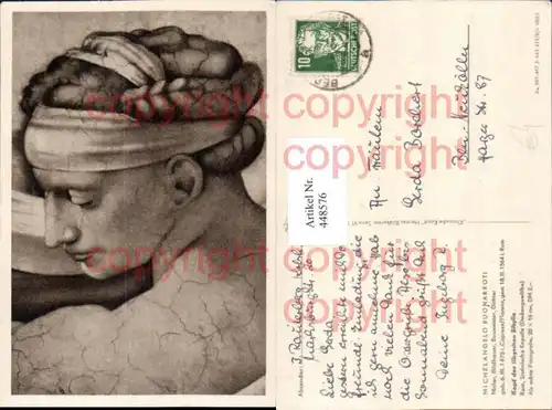 Künstler AK Michelangelo Buonarroti Kopf der libyschen Sibylle