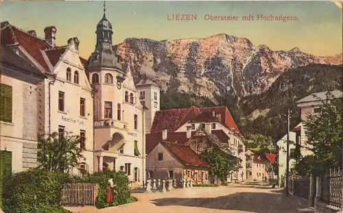 27336;Liezen Strassenpartie im Ort COLOR 1915