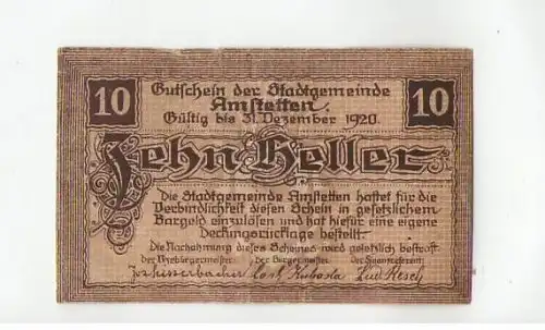 16868;Notgeld Amstetten 10 Heller