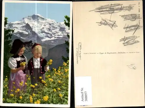 Kinder Tracht Blumen Blumenwiese Bergkulisse