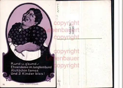 Künstler AK Karl Maria Stadler Jungfrau Frauenfeindlicher Humor