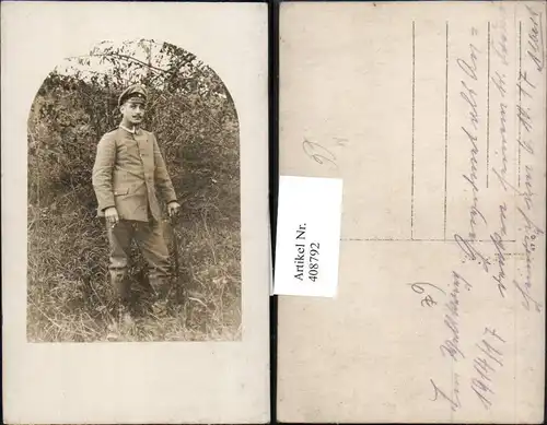 Foto Ak WW1 Soldat Uniform Gehstock Zigarre Rauchen