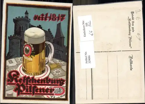 Künstler Ak Reklame Ketschenburg Pilsener Brauerei Bier