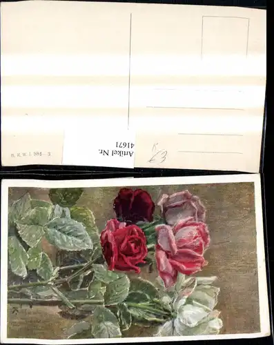 Künstler Ak Blumen Weisse u. Rote Rosen