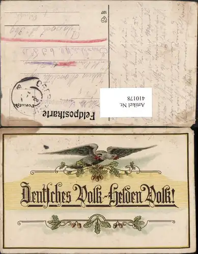 Künstler AK WW1 Patriotik Propaganda Deutsches Volk Helden Volk Vogel