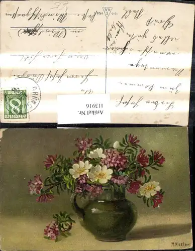 Künstler Ak M. Kistler Blumenvase Vase m. Blumen