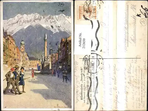 Künstler AK Edo v. Handel-Mazzetti Innsbruck Maria Theresienstraße m. Ann