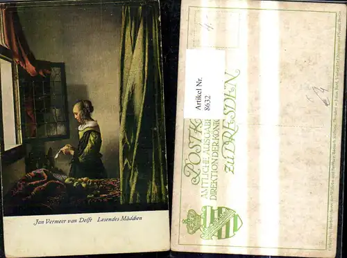 Künstler Ak Jan Vermeer van Delft Lesendes Mädchen